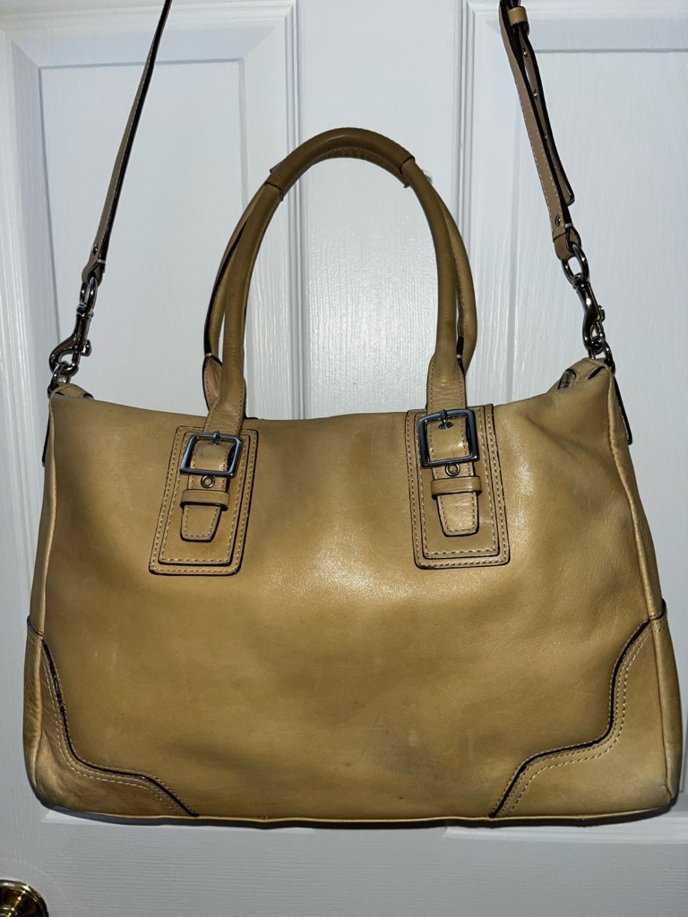 Coach Leather Satchel Shoulder Bag in Tan - Picture 2 of 11